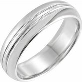 52085 / Sterling Silver / 4 / 6 Mm / Polished / Comfort-Fit Double Milgrain Fancy Band