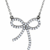 1/4 CTW Diamond Platinum Bow Necklace