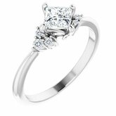 124167 / Engagement Ring / Neosadený / Sterling Silver / Square / 4.5 X 4.5 Mm / Polished / Engagement Ring Mounting