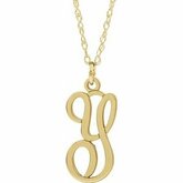 87090 / Sterling Silver / E / 16-18 In / Polished / Script Initial Necklace