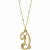 653575 / Sterling Silver / R / 16-18 In / Polished / .02 Ct Diamond Accented Script Initial Necklace