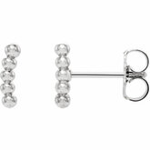86646 / Sterling Silver / PAIR / Polished / Curved Beaded Earrings