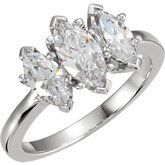 3-Stone Anniversary Ring Mounting for Marquise Shape Gemstones