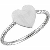 None / Continuum Sterling Silver / Posh Mommy Heart Engravable Rope Ring