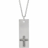 Accented Vertical Bar Cross Necklace or Pendant