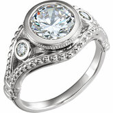Bezel-Set Beaded Design Engagement Ring