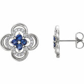 Blue Sapphire & Diamond Clover Earrings or Mounting