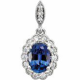 Chatham® Created Blue Sapphire & Diamond Pendant or Mounting