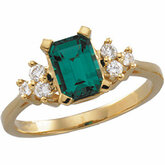 ChathamÂ® Created Emerald & 1/6 CTW Diamond Ring