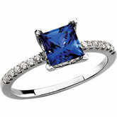 ChathamÂ® Created Sapphire & Diamond Ring or Semi-Mount