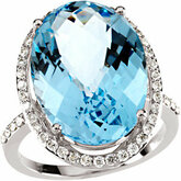 Checkerboard Sky Blue Topaz & Diamond Ring