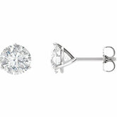Created Moissanite Round 3-Prong Friction Post Stud Earrings