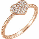 Diamond Heart Rope Ring or Mounting