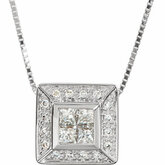 Diamond Invisible Set Pendant or Necklace
