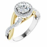 Diamond Semi-mount Criss-Cross Halo-Style Engagement Ring or Band