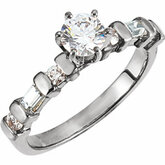 Engagement Ring Base or Band Mounting with Baguette Accents
