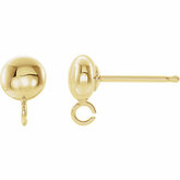 Flat Button 4mm Earring with Ring