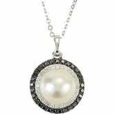 Freshwater Cultured Pearl & Diamond Halo-Styled Necklace or Semi-Mount