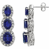 Gemstone & Diamond 3-Stone Earrings