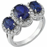 Gemstone & Diamond 3-Stone Ring
