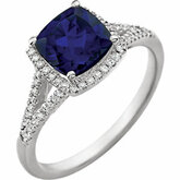 Gemstone & Diamond Halo-Style Ring