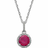 Gemstone & Diamond Halo-Styled Birthstone Necklace