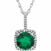 Gemstone & Diamond Halo-Styled Necklace or Semi-Mount