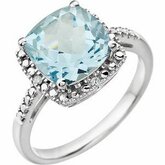 Gemstone & Diamond Halo-Styled Ring