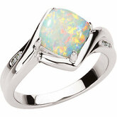 Genuine Opal & Diamond Ring