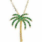 Genuine Tsavorite Garnet and Yellow Sapphire Palm Tree Necklace