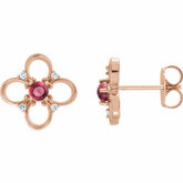 Pink Tourmaline & Diamond Clover Earrings or Mounting