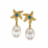 South Sea Cultured Pearl & Genuine Turquoise Earrings