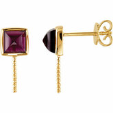 Square Rhodolite Garnet Semi Mount Earrings for Pearl