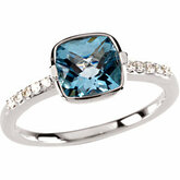 Swiss Blue Topaz & Diamond Ring or Semi-Mount