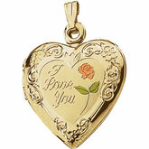 Tri-Color Heart Locket with "I Love You"