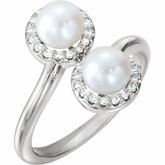 Two-Stone Halo-Style Pearl Ring