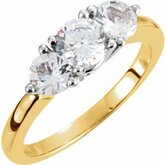 Two Tone Round 3 Stone Anniversary Ring Mounting