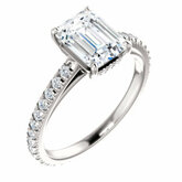 124009 / Neosadený / 14K White / Emerald / 7 X 5 Mm / 8 / Polished / Engagement Ring Mounting