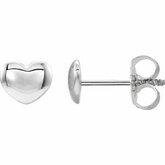 192034 / Sterling Silver / PAIR / Polished / Puff Heart Earrings With Backs