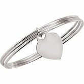 Sterling Silver Triple Bangle Bracelet with Heart Charm