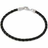 KeraÂ® 3.0 mm Black Braided Leather Bracelet