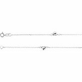 Cable Diamond-Cut Anklet with Hearts 75mm