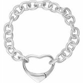 Sterling Silver Bracelet with Heart-Shaped Clasp