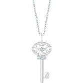 652736 / Set / Sterling Silver / Polished / .03 Ctw Diamond 16-18 Inch Key Necklace