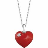 Accented Red Enamel Heart Necklace