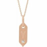 653627 / Set / 14K Rose / Y / 16-18 In / Polished / .05 Ct Diamond Initial Necklace