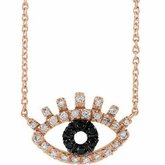 653634 / Necklace / 14K Rose / 18 In / Polished / 1 Ctw Black And White Diamond Evil Eye Necklace