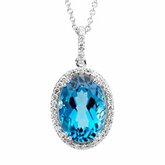 Genuine Swiss Blue Topaz & Diamond Necklace