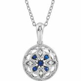 Blue Sapphire & Diamond Fashion Necklace