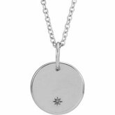 87244 / Sterling Silver / Custom Engraved / Polished / Round Starburst Necklace